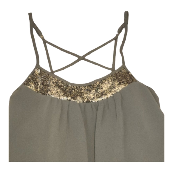 NEW Women's Mossimo Copper Green & Gold Petite Tank Top and Gold Sequined Maxi - Picture 7 of 9